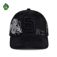 Casquette de baseball vintage sportive en velours côtelé à 5 panneaux, personnalisée par sublimation, avec boucle en cuivre doré, réglable, unisexe, pour adultes