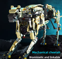 Modèle d'animal guépard mécanique, jouet de programmation, ensemble de construction éducatif avec plus de 700 pièces en plastique ABS pour enfants - Cadeau festif