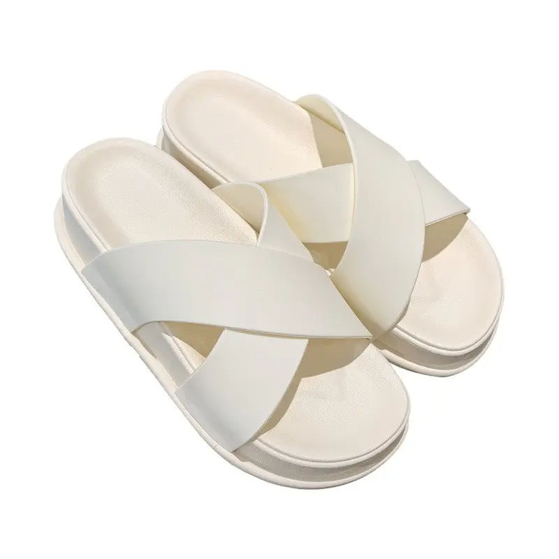 Women's Summer New Lightweight Outwear Casual Beach Shoes Thick Sole Slippers Cross Slippers