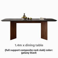 Ensemble table et chaises de salle à manger haut de gamme italien moderne minimaliste en bois massif couleur noyer et dalle de pierre pour usage en restaurant, Nouveauté 2024