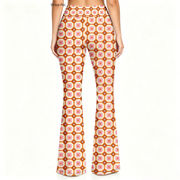 Großhandel Damen High-Waist Flare Yoga-Hosen Retro 70er Jahre Blumenmuster Geometrische Schlaghosen Mod Hexagon Maßgeschneiderte Bekleidung