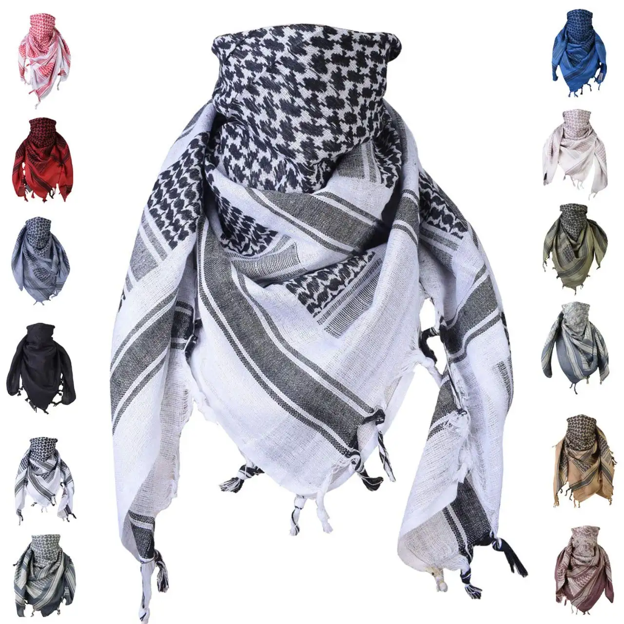 卸売高品質コットンパレスチナスカーフKeffiyehUnisexアラブイスラム教徒スカーフヘッドネック用タッセル付き