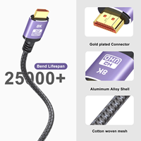 Câble HDMI ultra haute vitesse 8K jusqu'à 48 Gbps de taux de transfert, couleur profonde 240hz 48 bits