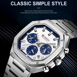 Reloj CURREN 8459 para Hombre, Superventas, Esfera Blanca con Cronógrafo, Estilo Deportivo Clásico, Manecillas Luminosas, Relojes de Cuarzo - Product Image 2