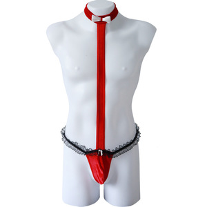 Lencería para Hombre, Cross-dressing, <span class=keywords><strong>Sexy</strong></span>, Ropa Interior con Diseño Envolvente para el Pene, Cuello de Encaje, Uniforme de Hombre Fuerte - Product Image 3
