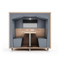 Cabine de réunion insonorisée moderne pour bureau commercial, structure en alliage d'aluminium, verre trempé insonorisant épaissi 60%-90%