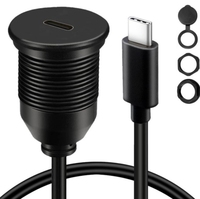Câble d'extension USB Type C 3.0 3.1 mâle vers femelle étanche pour montage sur panneau USB C pour voiture, camion, bateau, moto, tableau de bord, 3 pieds