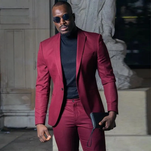Abiti da <span class=keywords><strong>uomo</strong></span> bordeaux Slim Fit da <span class=keywords><strong>uomo</strong></span> Blazer da sposa 2 pezzi <span class=keywords><strong>smoking</strong></span> da <span class=keywords><strong>uomo</strong></span> abbigliamento formale da sposo giacche da ballo pantaloni - Product Image 3