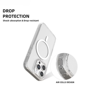 Casing ponsel bening Tpu + pc, pelindung transparan tahan guncangan, magnetik pengisian daya nirkabel, Ultra tipis untuk Iphone 11 12 13 14 15 16 Pro Max