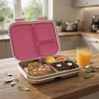 Aohea 3-Fach Unterteilte Schul-Lunchbox 304 Edelstahl Essensbehälter Isolierte Bento-Box