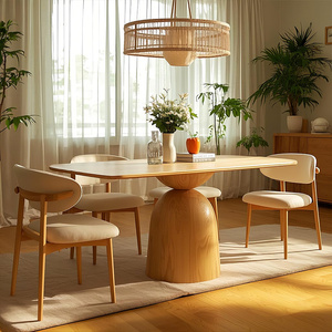 2025 Mới Thiết Kế Hiện Đại Tinh Khiết Gỗ Nguyên Bản Màu Trung Quốc Hình Chữ Nhật Bàn Và Ghế Đặt Cổ Bắc Âu Bàn Ăn Bảng Đá - Product Image 1