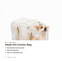 Sac à dos de transport élégant pour chat et chien, motif rayé de dessin animé, beige, à bandoulière unique, en plastique, grande capacité, maille respirante