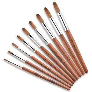 Kolinsky Sable Acrylic Nail Brush <b>Set</b> <b>Crimped</b> Ferrule Red Wood Handle Flat Head Gel Builder Extension Tool Salon Home Use - Product Image 3