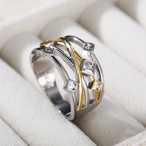 Anello a Doppio Tono Stratificato per Donne, Accessorio per Dito in Stile Europeo e Americano - Product Image 4