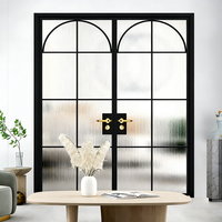 Porte à battant extérieure de luxe en alliage d'aluminium, cadre fin, coupe-vent, design mi-siècle, double battant, pour appartement et supermarché