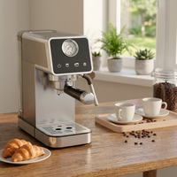 Machine à expresso électrique semi-automatique 15 bars avec manomètre en temps réel, contrôle numérique, acier inoxydable, usage domestique