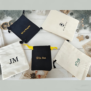 Sac à cordon en toile de coton personnalisé, écologique et recyclé, pour le stockage de marchandises de détail, d'accessoires électroniques et de cosmétiques, avec logo personnalisé - Product Image 5