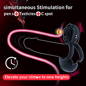 Yeni gül horoz halka vibratör prostat klitoral stimülasyon vibratör gecikme boşalma erkekler çiftler için seks oyuncakları - Product Image 3