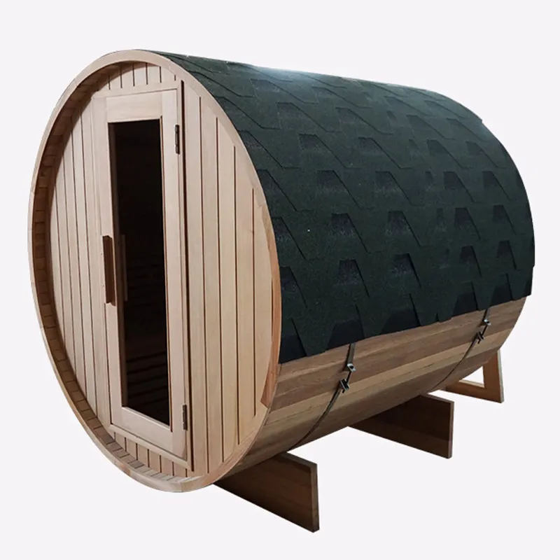 Finnish white pine Canadian red cedar Canadian hemlock wooden garden dry sauna room outdoor barrel sauna with electric stove