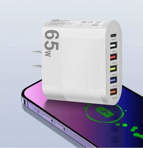 อะแดปเตอร์ชาร์จโทรศัพท์แบบขายดีที่สุด 65W 3.5A 5USB +1 ช่องเสียบ Type C หัวปลั๊ก EU UK US สำหรับ Samsung iPhone ชาร์จเร็ว PD สำหรับการเดินทาง - Product Image 6