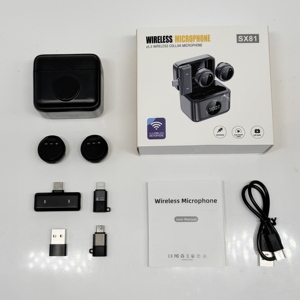 Micrófono Lavalier Inalámbrico SX81 2.4G de Alta Calidad con Receptor 2 en 1 y Tipo-C para Grabación en Vivo y Uso en Conferencias - Product Image 1