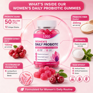 Complément alimentaire en gommes probiotiques avec des mélanges d'enzymes digestives probiotiques, un mélange prébiotique biologique, antioxydant, végétalien pour adultes - Product Image 3