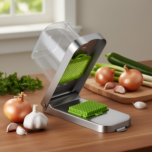 Stainless Steel <b>Onion</b> <b>Slicer</b> With Container Vegetable Chopper Food Cutter Manual 3 Piece Set - Product Image 2