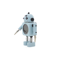 Réveil robot en métal à affichage numérique pour enfants, silencieux, avec yeux lumineux clignotants et pince de fixation