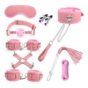 Ensemble de bondage érotique pour adultes BDSM 5 couleurs 10 pièces/ensemble : menottes, pinces à tétons, bâillon, fouet, corde - Product Image 2