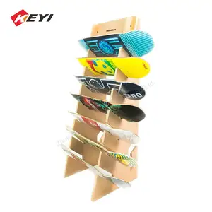 High Quality Easy To Assemble MDF Skateboard Display rack/ Snowboard Display Stand