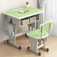 Muebles para el Aula, Juego de Escritorio y Silla Escolar Ajustable en Altura, Cómodo, de Metal, para Niños, para el Aprendizaje en Primaria