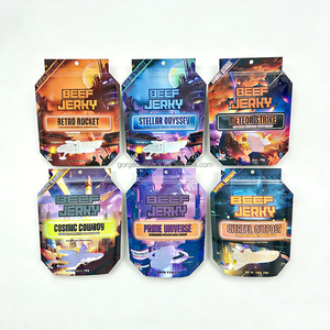 Bolsas de Plástico Doypack con Cierre Ziplock, Impresas a Medida en Negro y Rojo, de 150g, 250g y 500g, con Materiales Reciclados para Carne de Cerdo y Res Seca - Product Image 3