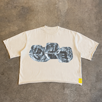 T-shirt Homme Personnalisé Coupe Boxy Oversize Imprimé Graphique Manches Courtes Streetwear Effet Vieilli Court Col Contrastant avec Logo
