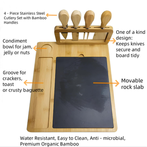 <span class=keywords><strong>Planche</strong></span> à découper en bambou avec couteau assorti en marbre, adaptée au <span class=keywords><strong>fromage</strong></span> Brie et au plateau de <span class=keywords><strong>jambon</strong></span> à la viande - Product Image 3