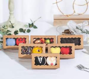 Petites boîtes à friandises avec fenêtre - 35 pièces Boîte à bonbons pour chocolats <span class=keywords><strong>et</strong></span> friandises de boulangerie Pouces Petites boîtes de boulangerie Marron naturel - Product Image 6