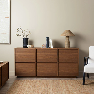 Credenza Moderna in Legno Color Noce di Produzione Ingrosso con Ampio Spazio di Archiviazione per Soggiorno - Product Image 1