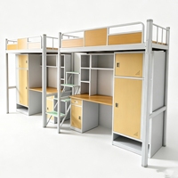 Lit superposé en métal avec bureau, armoire, échelle intégrée pour dortoir d'étudiant, lit d'étude intégré pour appartement de personnel, lit simple