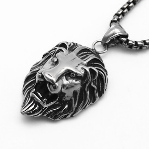 Yunnique – collier avec pendentif tête de Lion en acier inoxydable pour hommes, style Punk, bijoux en forme d'animal, Design géométrique - Product Image 5
