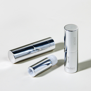 고급 알루미늄 빈 실버 원통형 립밤 용기 립스틱 케이스 포장 튜브 리필 가능 - Product Image 1