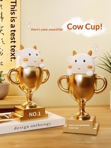 Trofeo y Adornos de Resina con Diseño de Vaca de Dibujos Animados, Personalizados para Campeones de Ventas en Reuniones Anuales, Regalos de Recuerdo con Grabado - Product Image 3