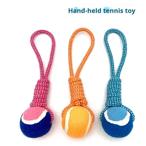 Sunraymascota 2025 New Arrival Clean Teeth Interactive Training Chew Pet <strong>Tennis</strong> <strong>Ball</strong> Rubber <strong>Rope</strong> <strong>Dog</strong> Tug <strong>Toy</strong> - Product Image 2