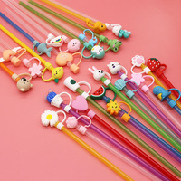 Capuchon anti-poussière en silicone pour paille de 1 cm, motif banane, lapin Sakura, dinosaure, constellation, pour pailles de bouteille en plastique de 8 mm
