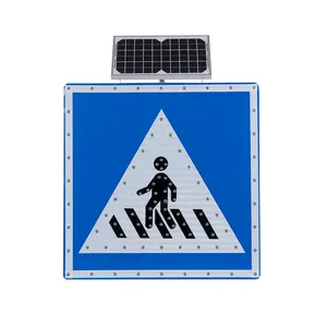 Square Flashing Solar Powered Traffic Road Safety Warning Signs Lights