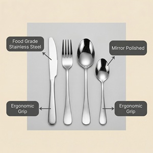 Set di Posate in Acciaio Inossidabile da 4 Pezzi, Lavabile in Lavastoviglie, Finitura a Specchio, per <span class=keywords><strong>Casa</strong></span> e Ristorante - Product Image 4