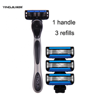 YINGJILI Rasoir à 5 Lames, Lot de Recharges 3 Pièces pour le Rasage du Visage et du Corps des Hommes, Emballage Sous Blister, OEM ODM