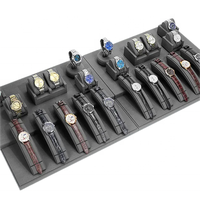 VANLOCY Gris Nouveau design Présentoir de montre de luxe en microfibre Présentoir de bijoux en métal pour vitrine Présentoir de montre