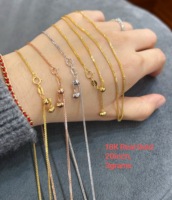 Cadena de Oro Sólido 18K AU750 Ajustable Tipo Chopin con Extensor Deslizante, Cadena de Oro en Blanco para Colgantes DIY y Fabricación de Joyas