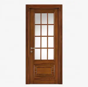 RealVilla-chapa de madera de caoba, decoración de vidrio, marco de puerta francesa, cerraduras, puerta Exterior para Villa