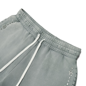 [Ready to Ship] Men's Heavyweight Cotton Sweatpants Distressed Flower <b>Stud</b> Elastic Waist Casual Trousers Wholesale - Product Image 4
