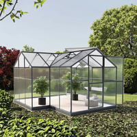 Invernadero de Vidrio Ecológico de Primera Calidad, con Estructura de Aluminio Resistente con Recubrimiento en Polvo, Vidrio Templado Transparente para Jardinería